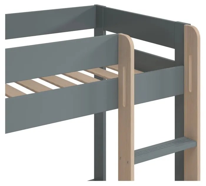 Szürkészöld emeletes gyerekágy ágyráccsal 90x190 cm Angel – Marckeric
