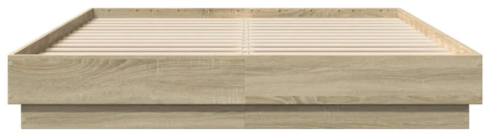 sonoma tölgy színű ágykeret LED-világítással 120x200 cm