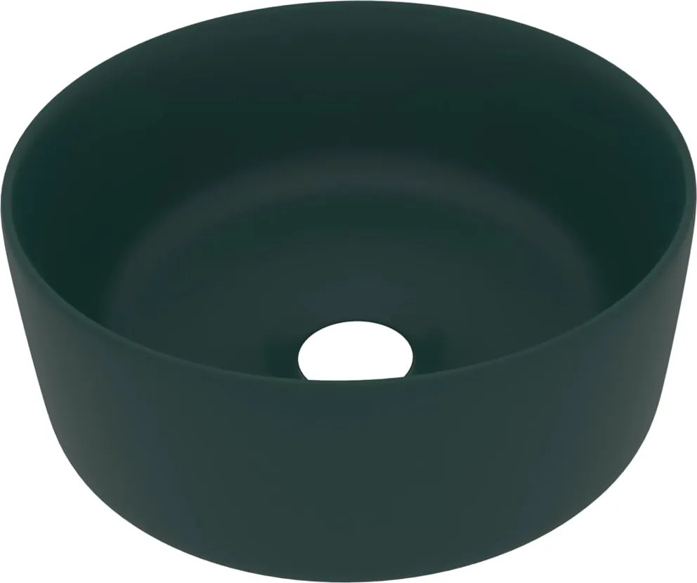 vidaXL kerek matt sötétzöld kerámia luxus mosdókagyló 40 x 15 cm