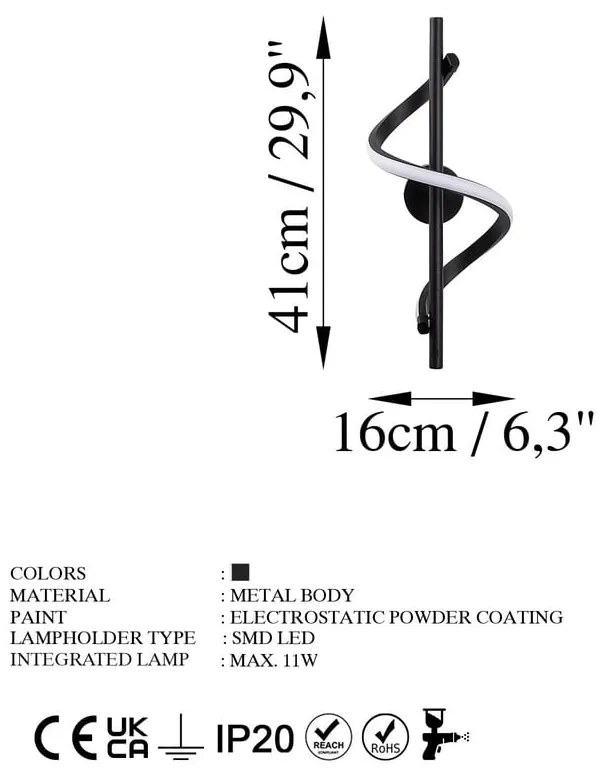 Fekete LED fali lámpa ø 7 cm Likma – Opviq lights