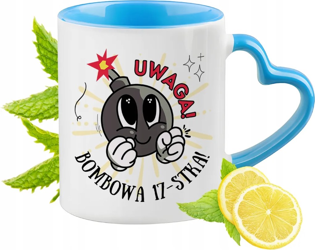 Születésnap 17 17-es 17-es Kék Bögre Szív Alakú Füllel Ajándék