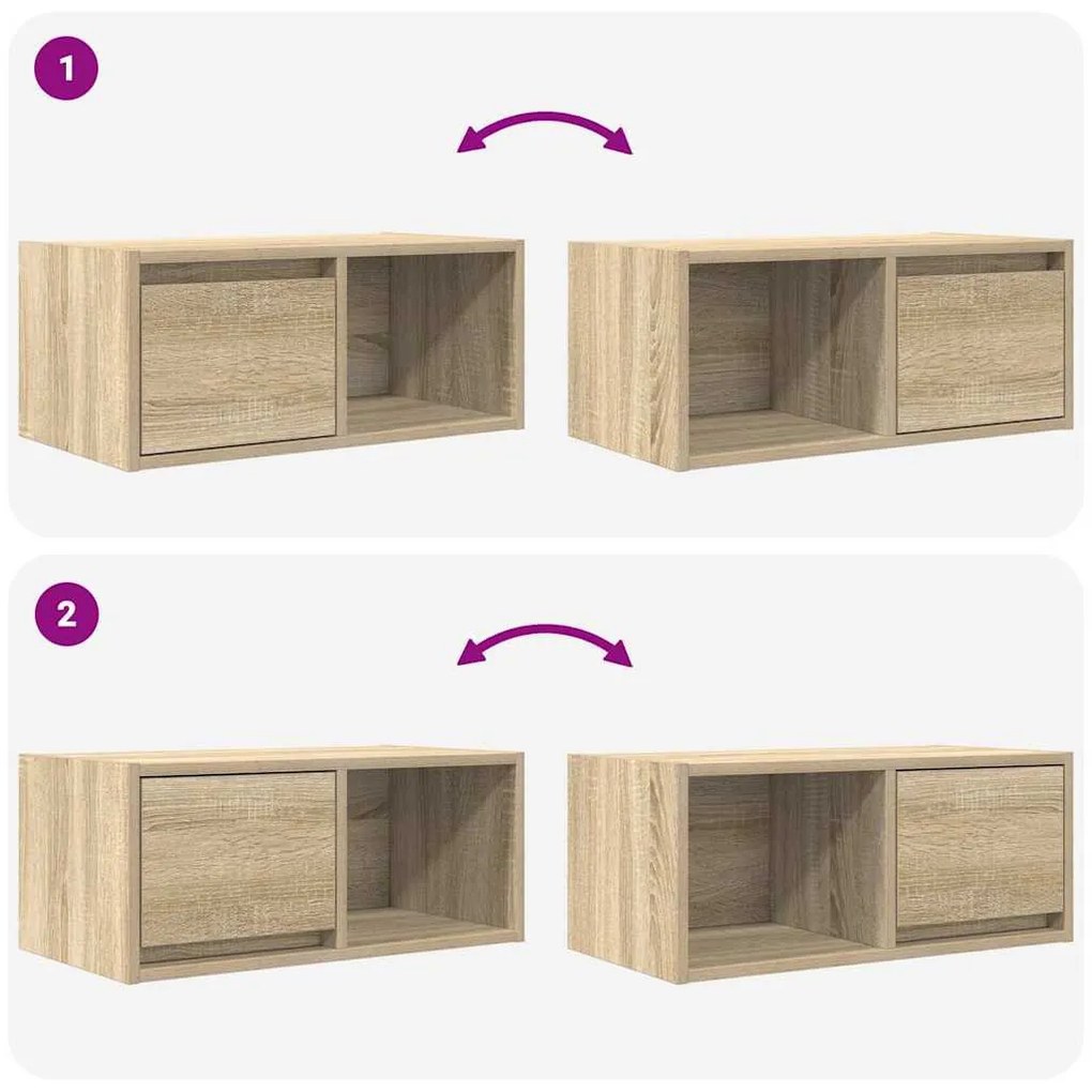 sonoma tölgy színű szerelt fa fali TV-szekrény 60x31x25,5 cm