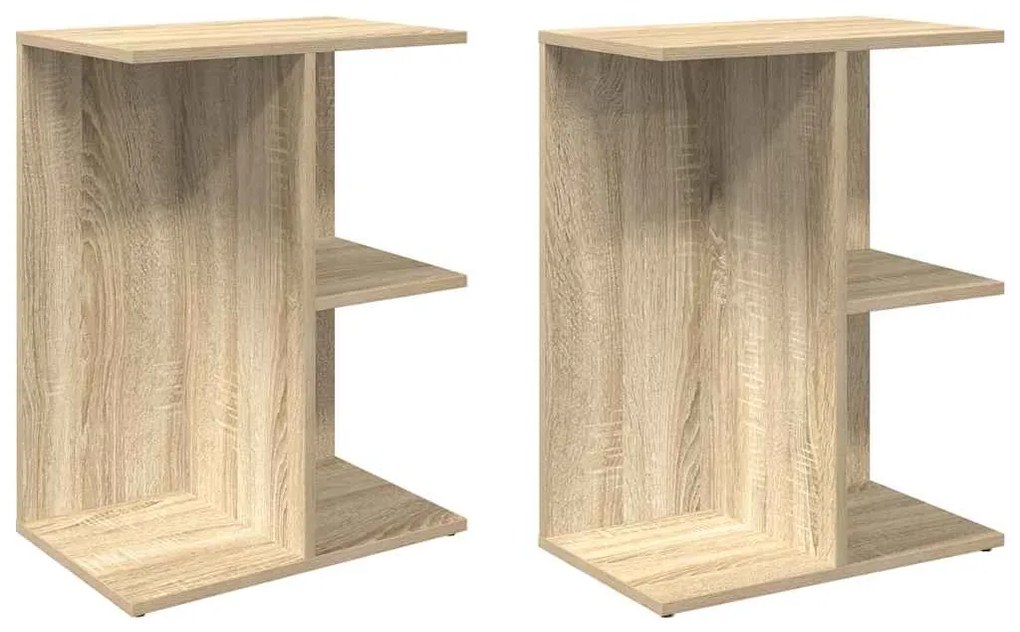 2 db sonoma tölgy színű szerelt fa éjjeliszekrény 46,5x29x61 cm
