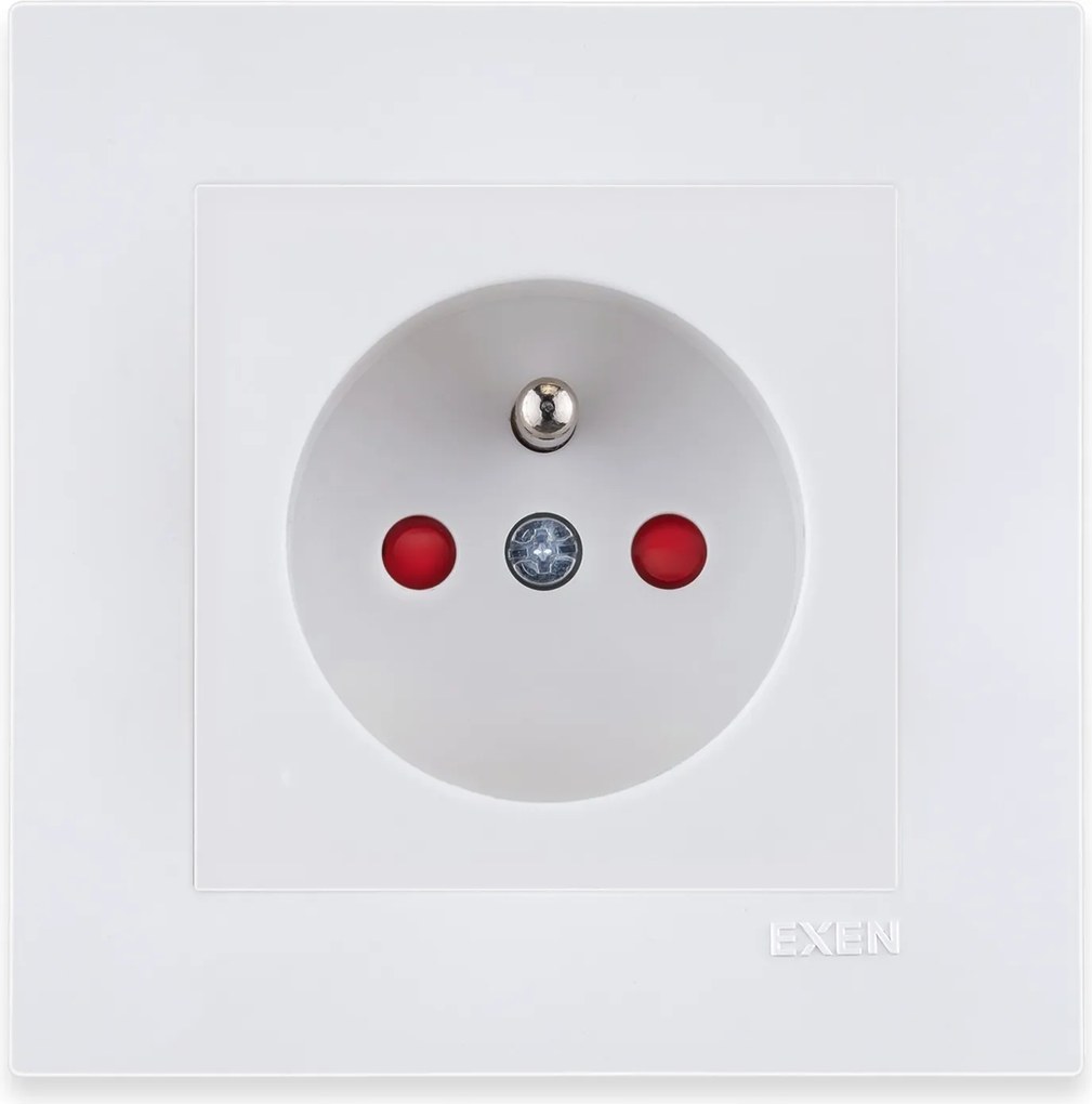 Exen 1x Elektromos aljzat Tűvel Szimpla Fehér Keret Fehér