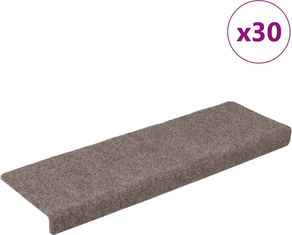 vidaXL öntapadós lépcsőszőnyegek 30 db 65 x 21 x 4 cm bézs téglalap alakú széllel