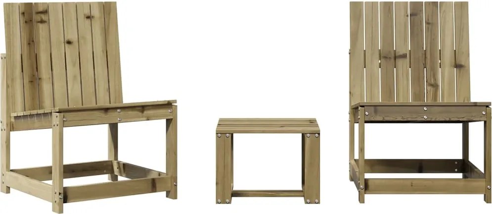 vidaXL 3 részes impregnált fenyőfa kerti pihenőgarnitúra