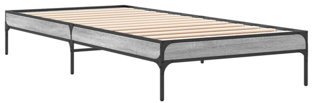 sonoma tölgyszínű szerelt fa és fém ágykeret 90 x 200 cm