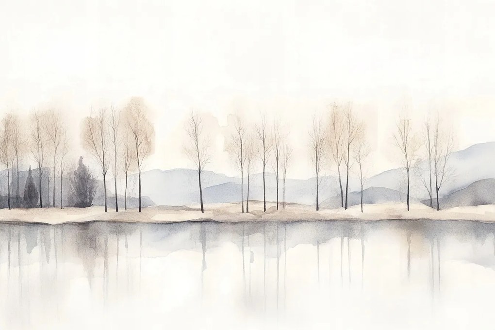 Fotótapéta Flizelina Tájkép Hegyek Víz Tó Fák Tükröződés 208x146 ragasztó