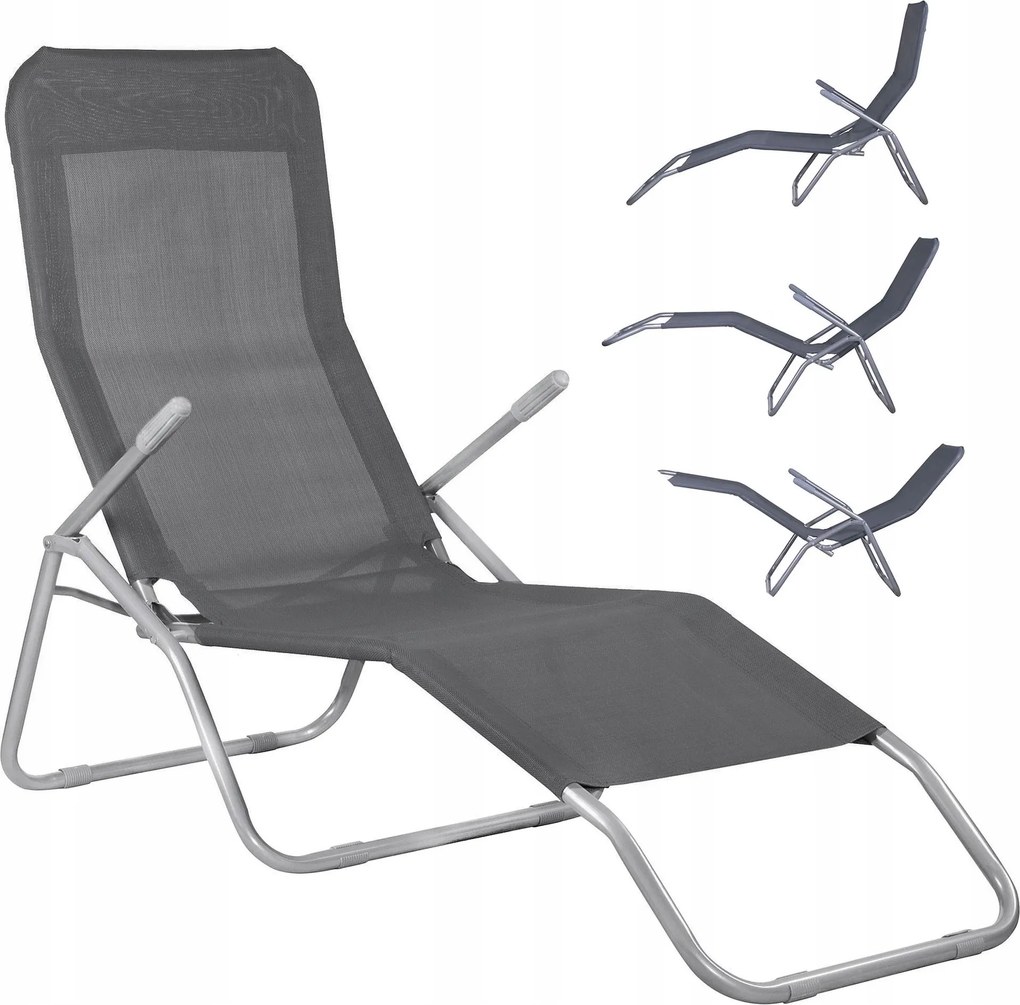 Erős Kerti Napozóágy Strand Összecsukható Gravitációs Túraszék Szürke