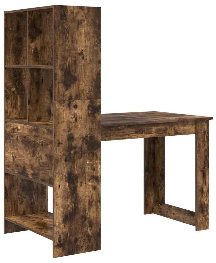 Asztal polcokkal Füstölt tölgy 122 x 67 x 145 cm Faanyag