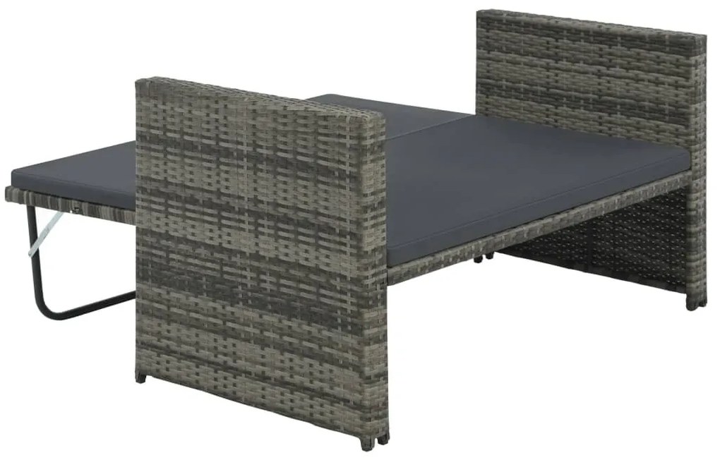 2-részes szürke polyrattan kerti bútorszett párnákkal