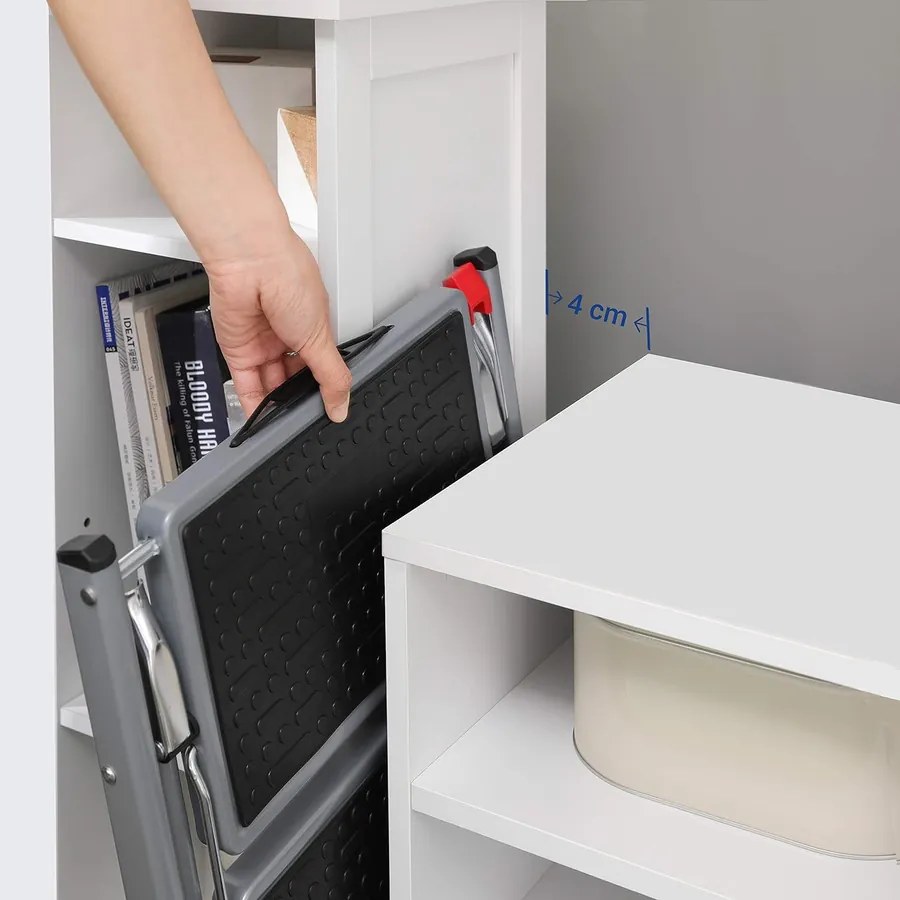 Összecsukható 2 lépcsős létra, konyhai fellépő, fekete