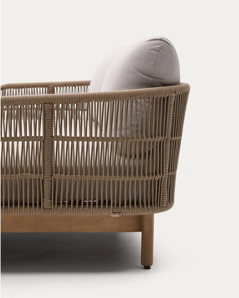 Krémszínű-natúr színű kétszemélyes tömörfa kerti napozóágy Catalina – Kave Home