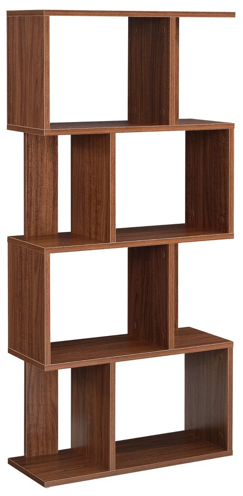 [en.casa] Könyvespolc 130 x 60 x 24 cm CD polc DVD állvány 8 tároló felülettel diófa-hatás