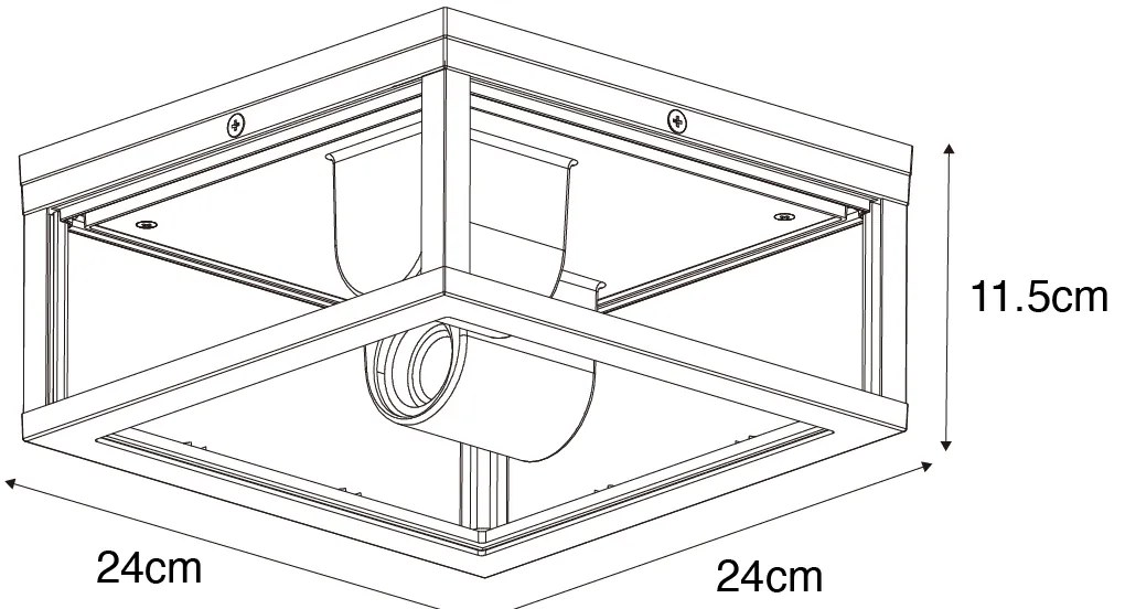 Mennyezeti lámpa fekete füstüveggel 2 lámpás IP44 - Charlois