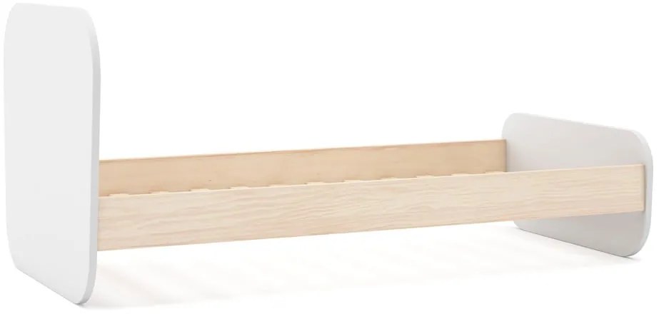 Fehér gyerekágy ágyráccsal, borovi fenyő dekorral 90x190 cm Esteban – Marckeric