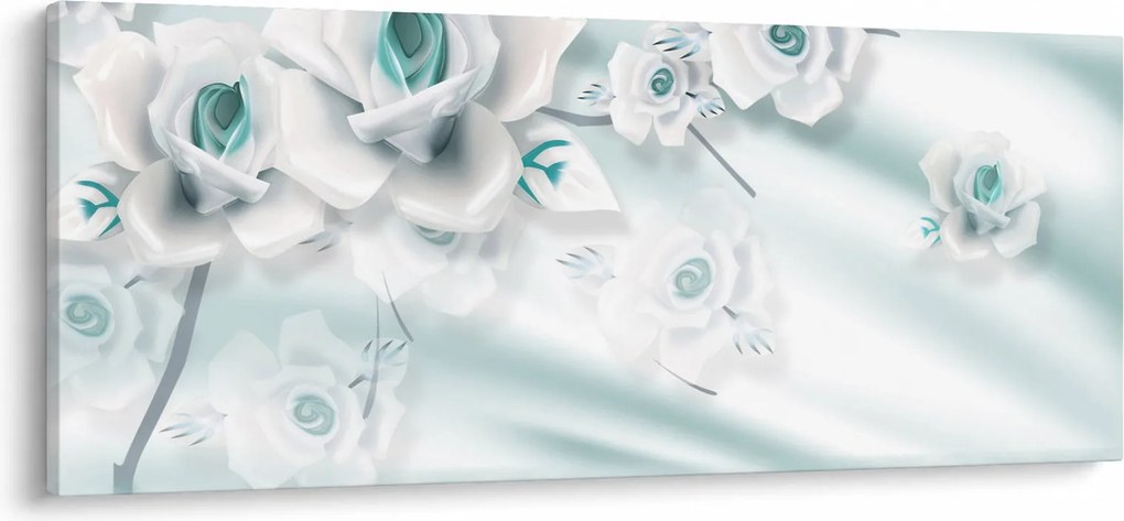 Kép - Türkiz rózsa virágok (120x50 cm)