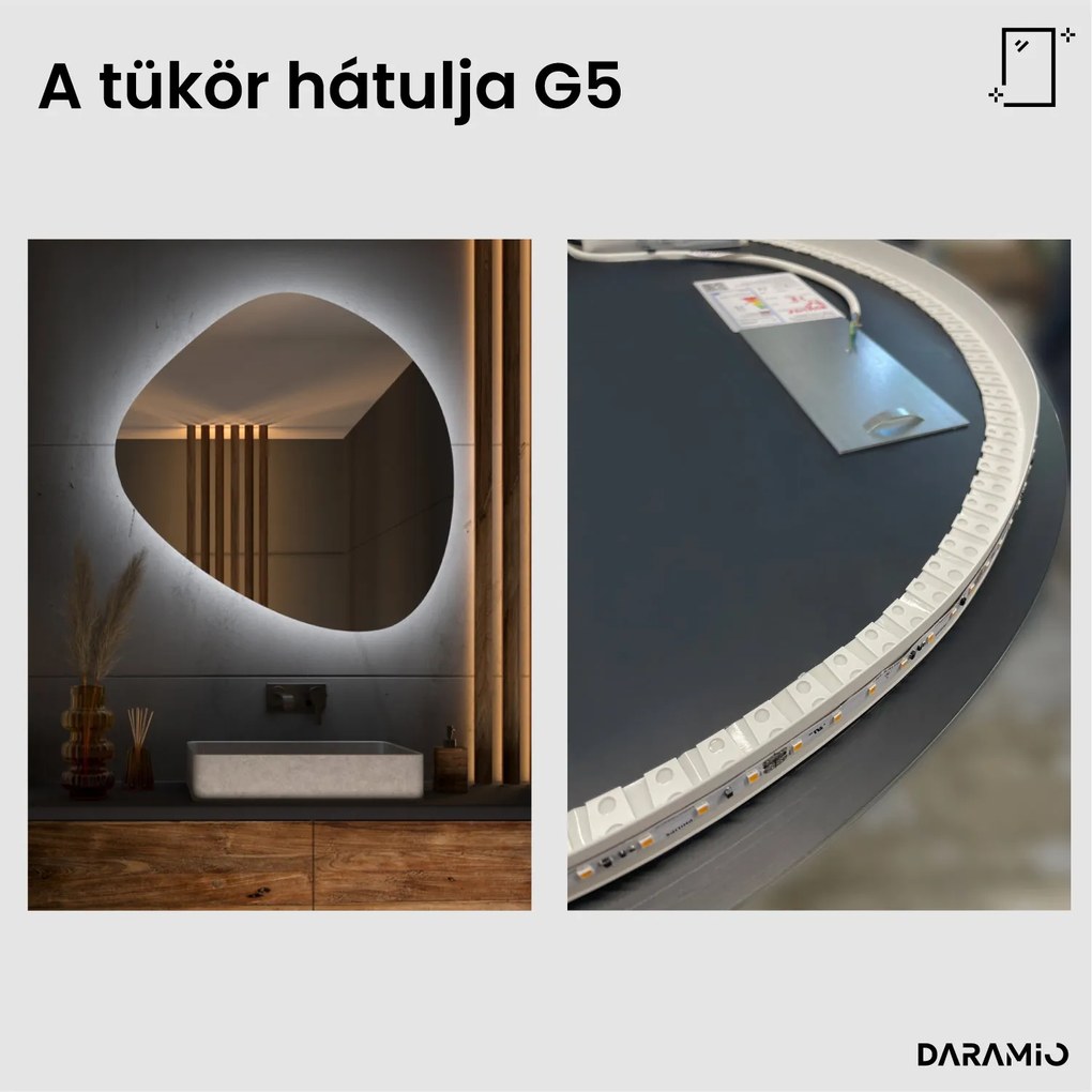 Aszimmetrikus tükör LED-világítással G5