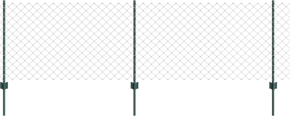 vidaXL Kerítés oszlopokkal Zöld 0,8 x 10 m Acél és PVC
