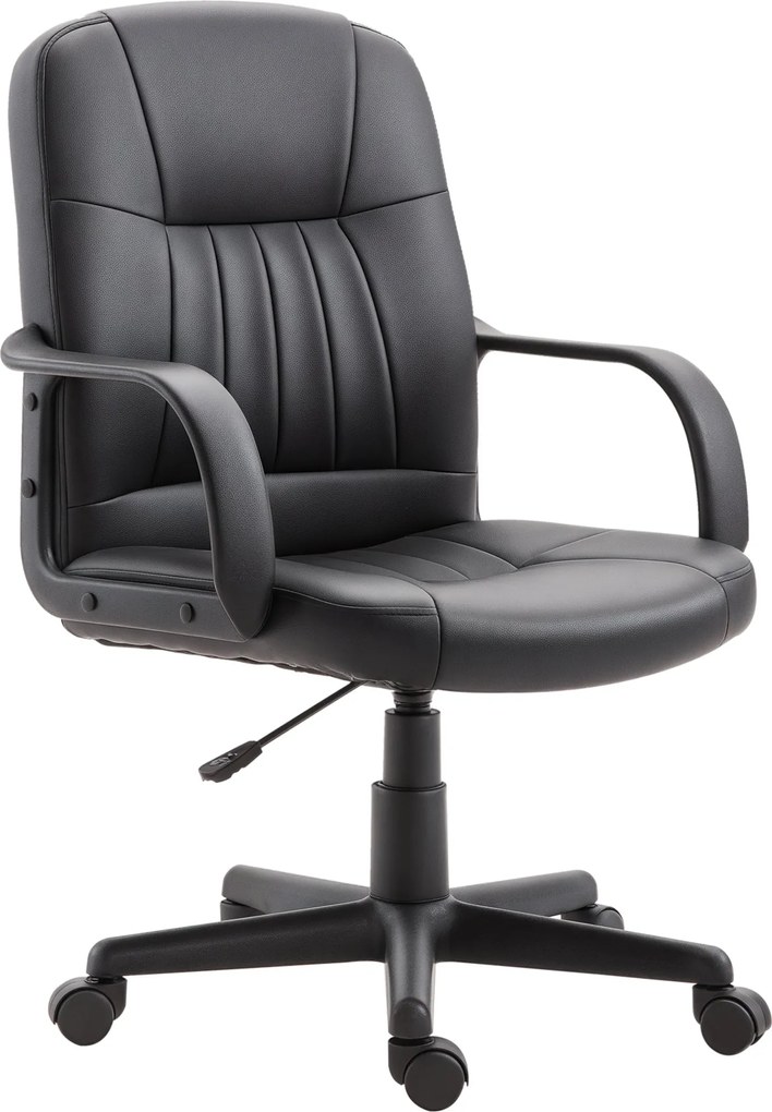 Vinsetto Ergonomikus és Forgós Irodai Szék, Magasságállítható Irodai Karosszék Műbőr Kárpitozással 60x60x94-103cm Fekete | Aosom