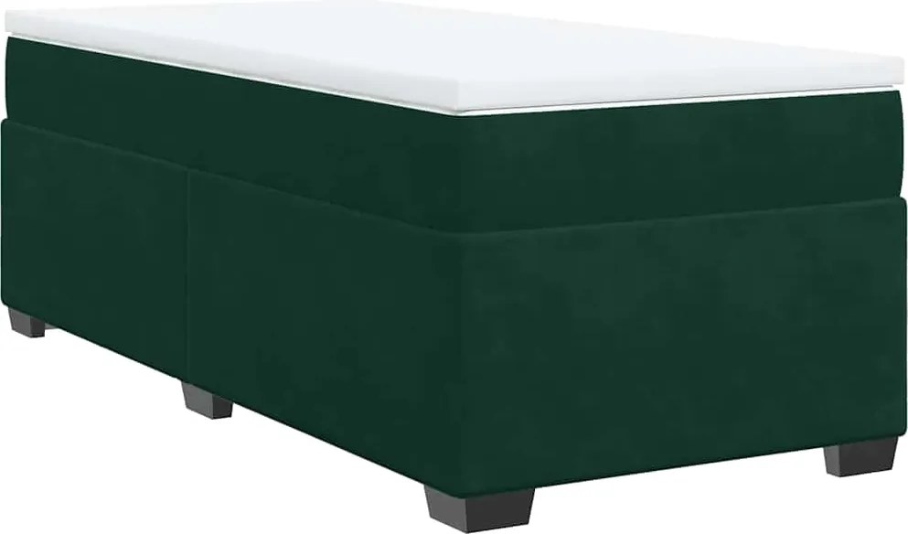 vidaXL sötétzöld bársony rugós ágy matraccal 90x190 cm