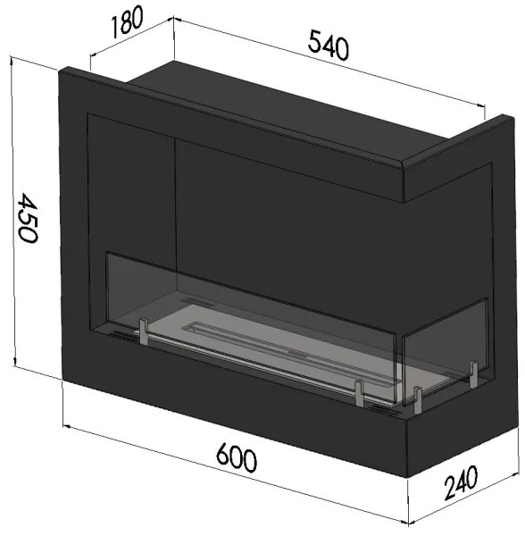 InFire - Sarok BIO kandalló 45x60 cm 3kW fekete