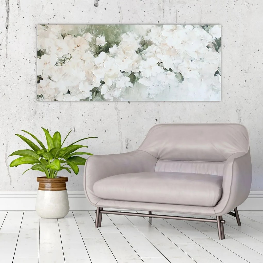 Kép - Fehér virág absztrakció (120x50 cm)