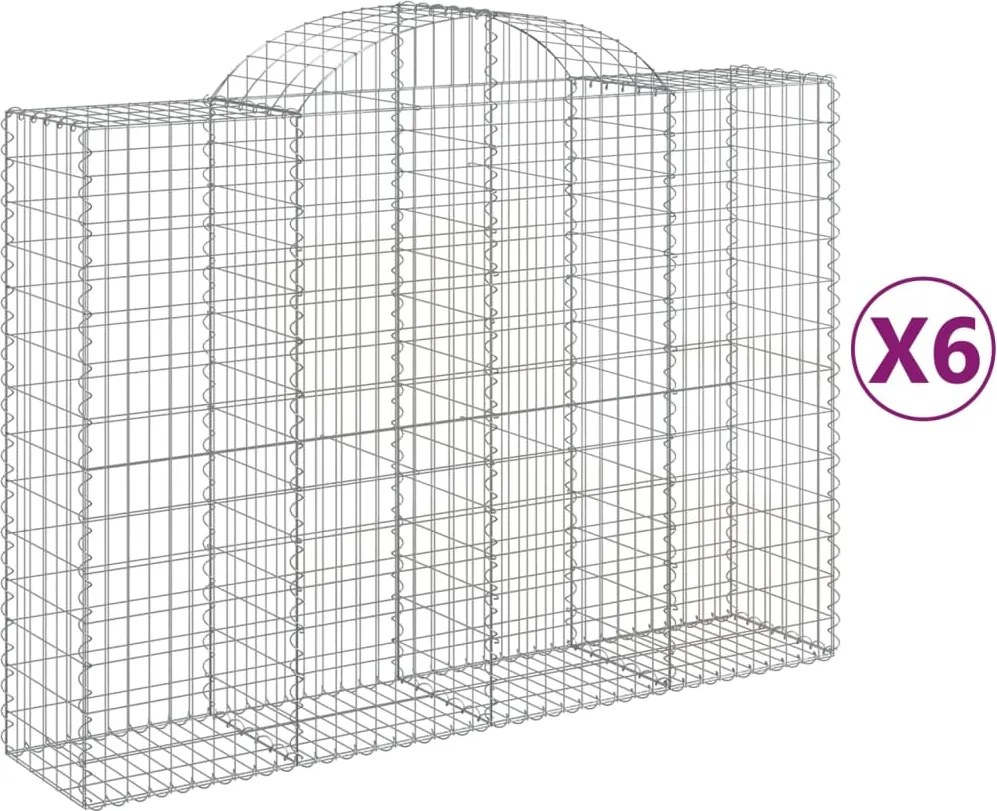 vidaXL 6 db íves horganyzott vas gabion kosár 200x50x140/160 cm