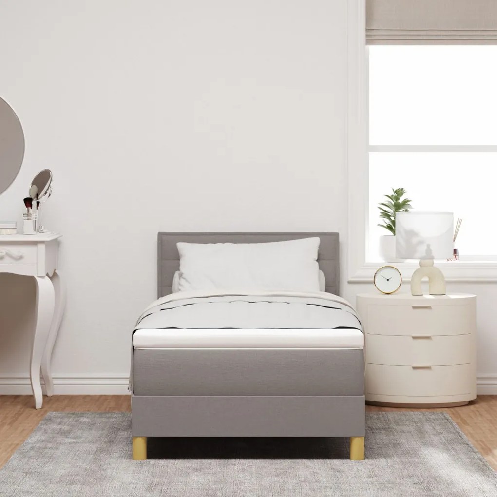 Box Spring Ágy Matraccal Taupe 90x190 cm Szövet