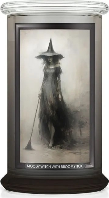 Moody Witch with a Broomstick Kringle Candle nagy gyertya 2 Halloween kanóc