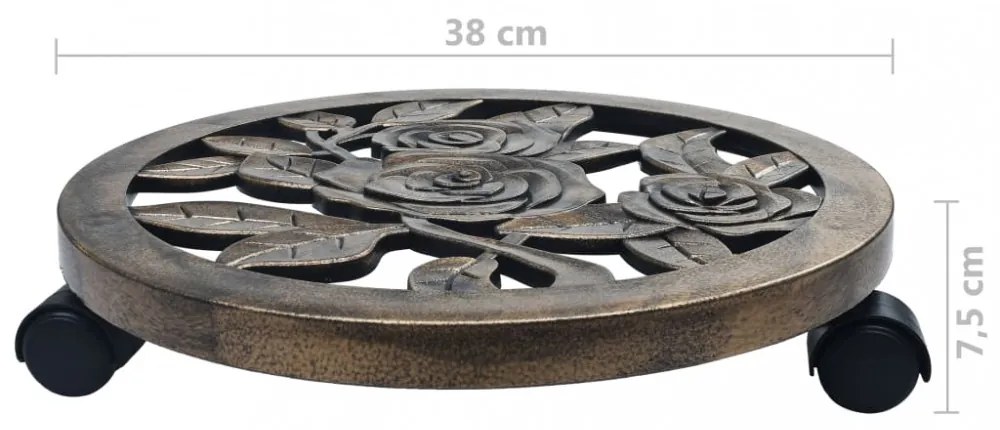6 db bronzszínű gurulós műanyag virágtartó 38 cm