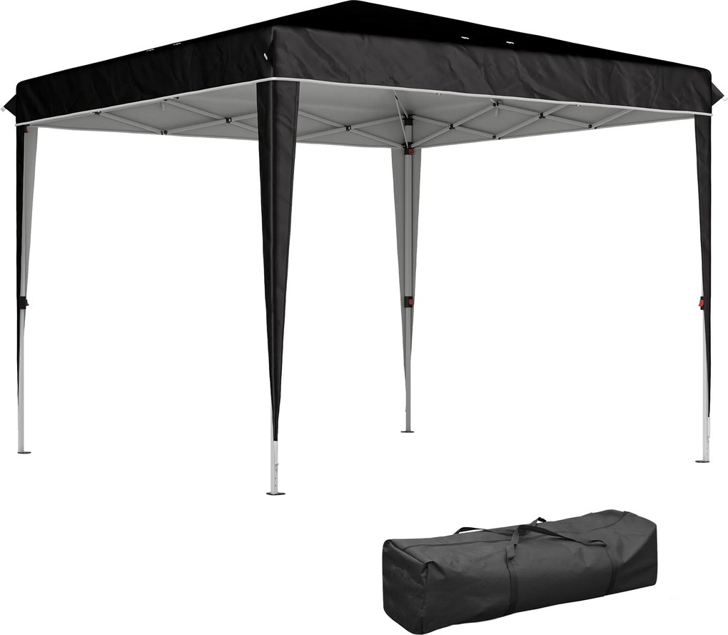 Outsunny 3x3 m-es Összecsukható Pavilon Magasságállítással és Leeresztő Nyílásokkal, Kültéri Pavilon Fém és Oxford Anyagból, Hordtáskával, UV50+, Kert