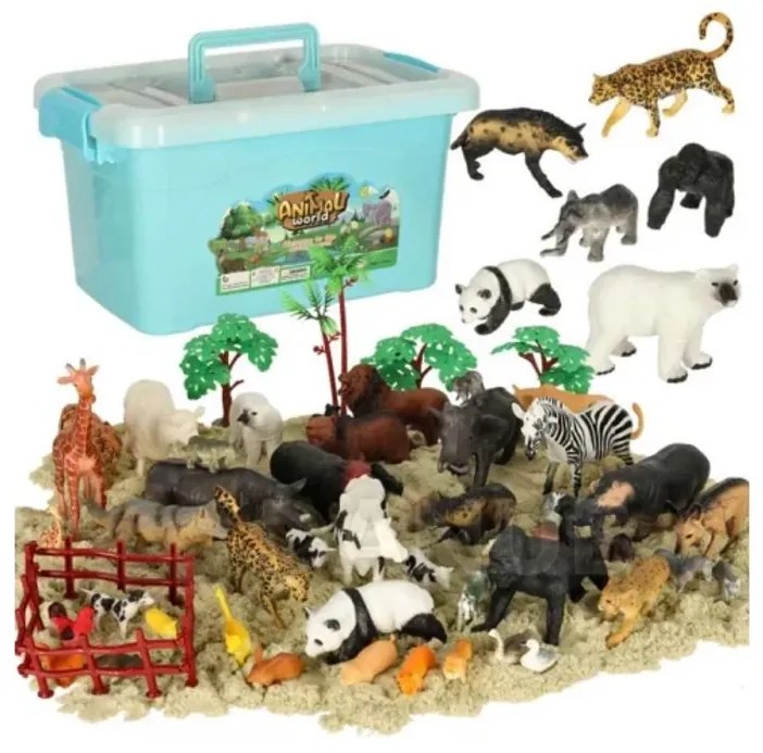 Állatkerti állatok játékkészlet, 59 darabos