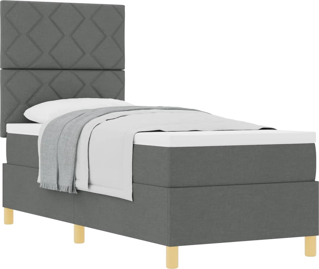 vidaXL Boxrugós ágy matracmal Sötétszürke 80 x 200 cm szövet