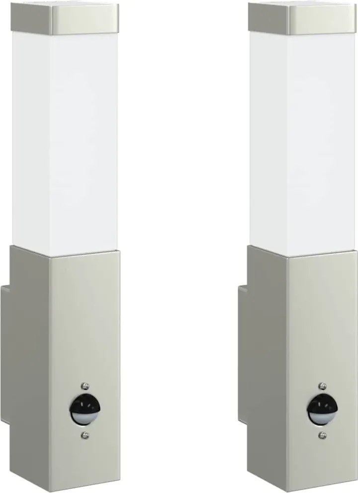 vidaXL Kültéri Fali Lámpa 2 pcs Ezüst 10.5 x 6 x 33 cm