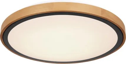 Globo 41764-24 Mennyezeti lámpa, matt fekete fém, barna fa, akril fehér, lépcsős kapcsoló, 3000-4500-6000K kapcsoló a terméken, ø: 437mm, M: 110mm, inkl.LED 24W 230V,1000lm, CCT 3000/4500/6000K