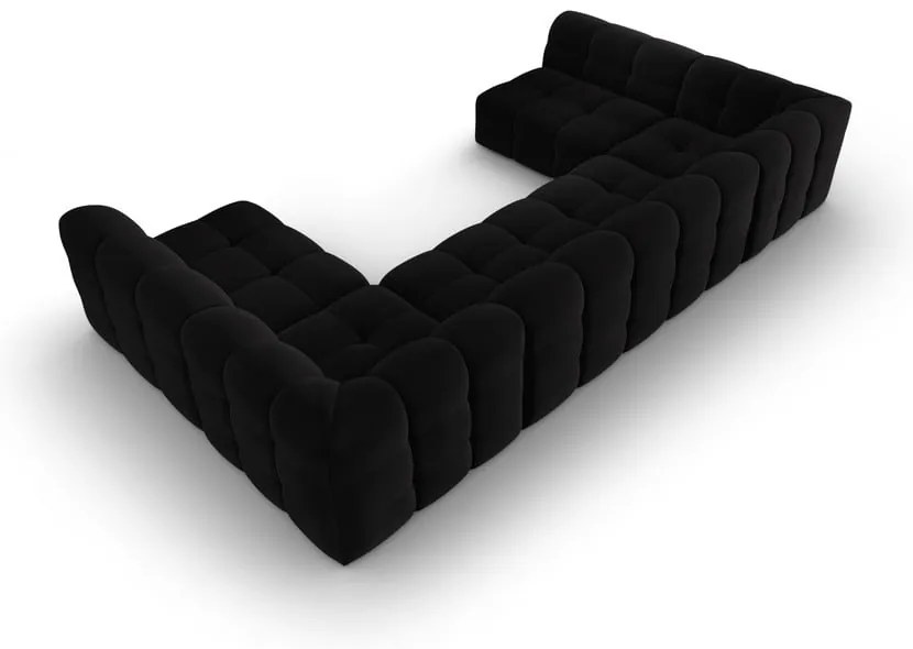 Fekete bársony sarokkanapé ("U" alakú) Kendal – Micadoni Home