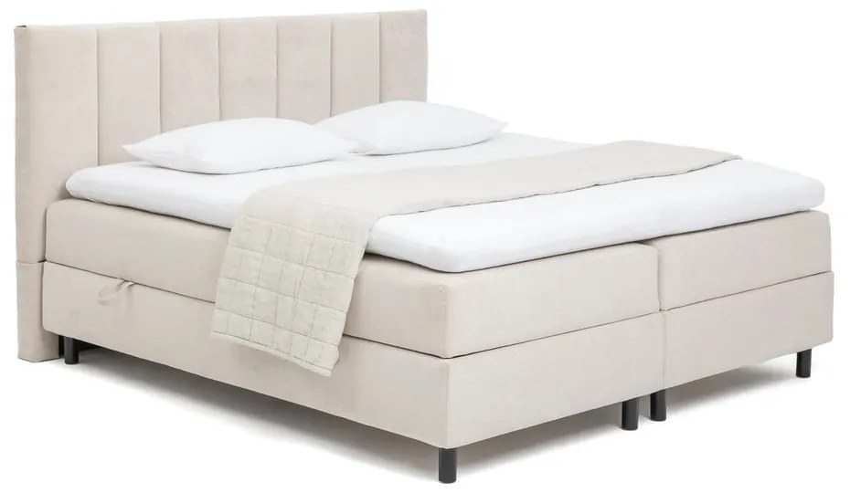 Bézs ágyneműtartós boxspring ágy 180x200 cm Elva Bold Line – Bonami Selection