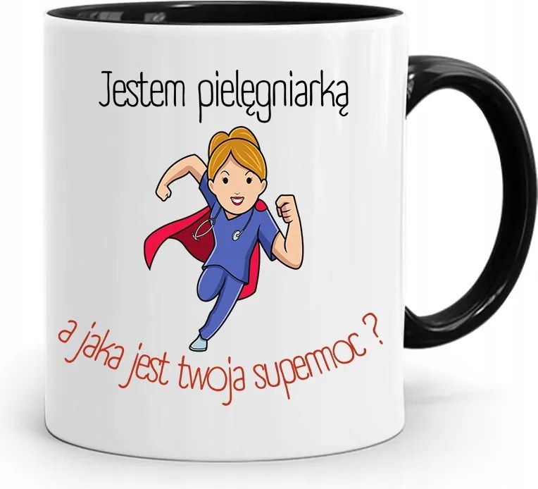 Fekete Bögre Ápolónőnek Szupererős, fényképes nyomattal