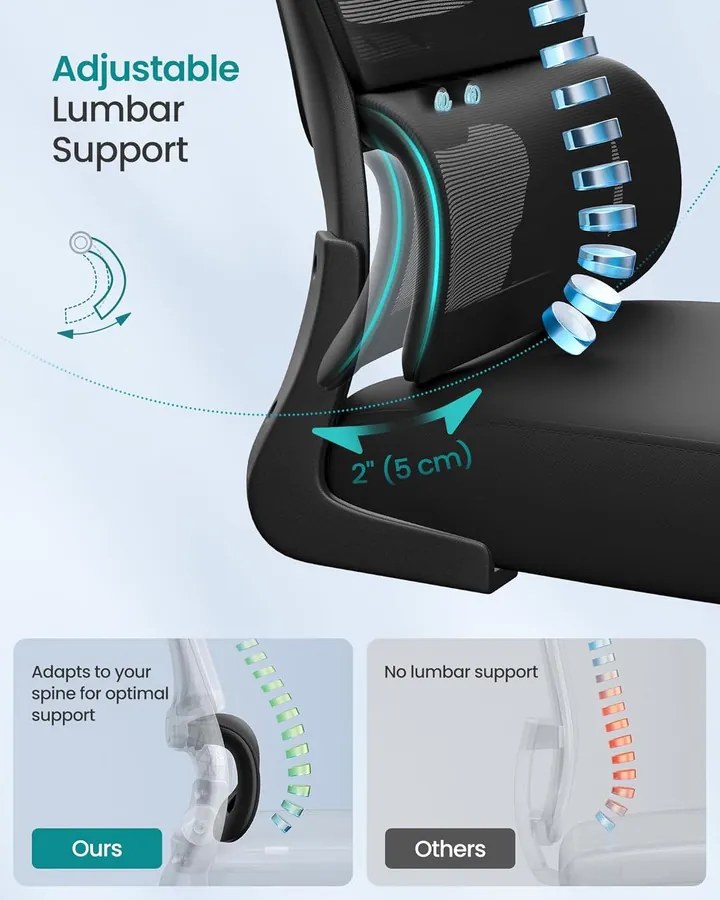 Irodai szék, ergonomikus hálós íróasztalszék, fekete