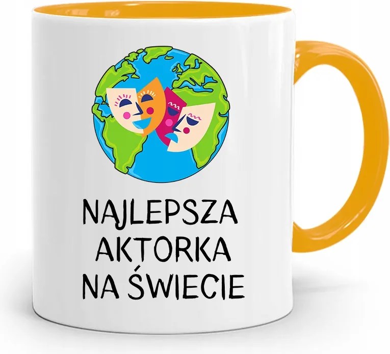 Színésznőnek Színésznő Bögre Sárga Születésnapi Ajándék fényképes nyomtatással