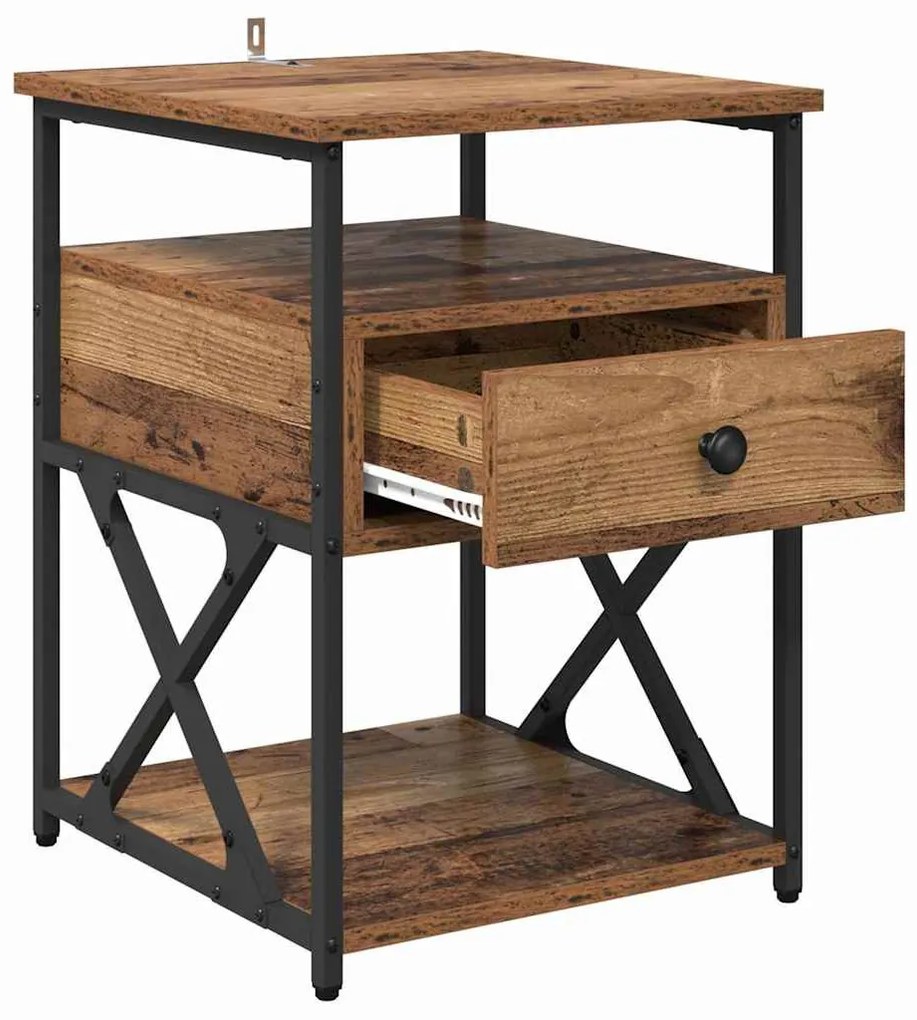 Éjjeliszekrény fiókkal 2 pcs Régi fa 40 x 42 x 55 cm Faanyag