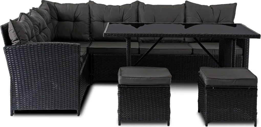 Kerti ülőgarnitúra szett Fekete/Sötétszürke színben. DALLAS