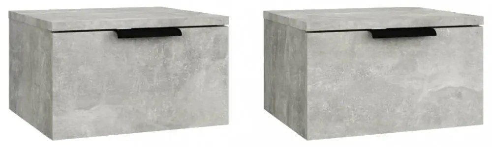 2 db betonszürke falra szerelhető éjjeliszekrény 34x30x20 cm