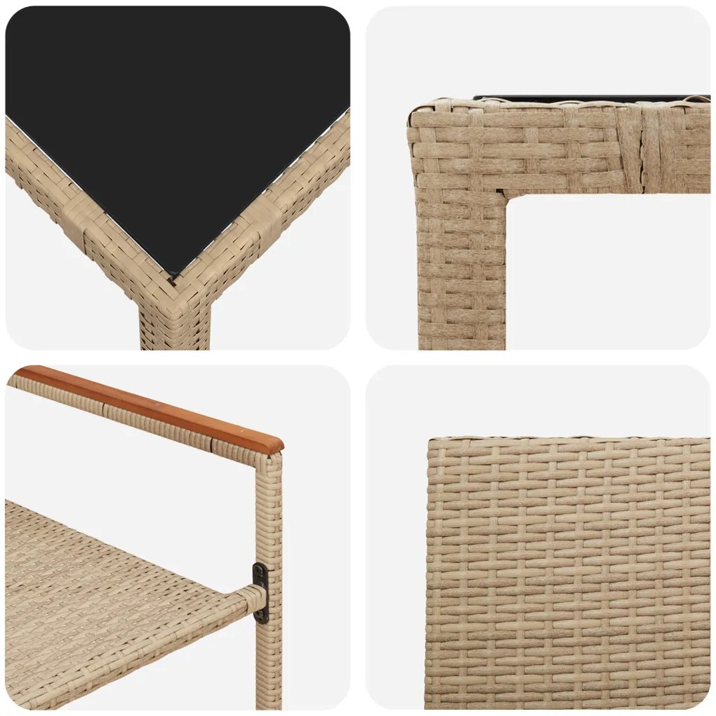 Kert étkező szett 9 pcs Bézs 190 x 90 x 75 cm polirattan