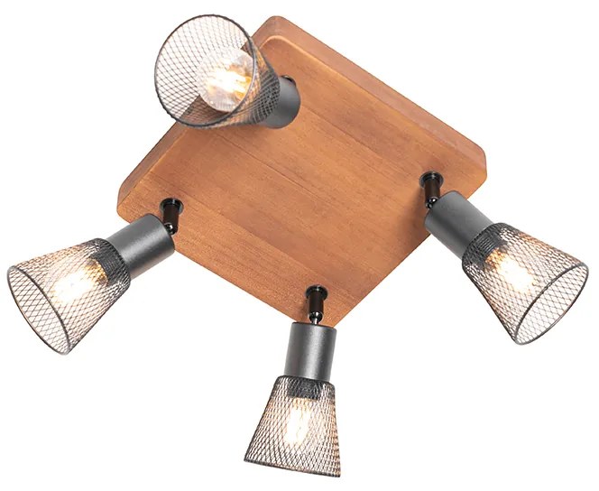 Ipari reflektor fekete fával 4 lámpás - Kristina