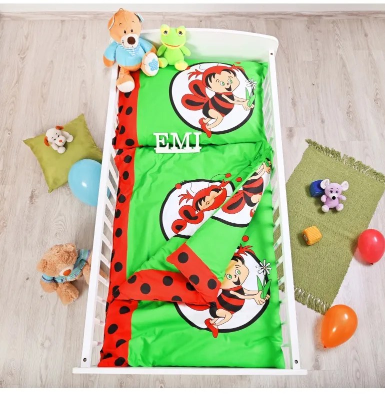 EMI zöld méhecskés gyermek ágyneműhuzat, Párna 45x65