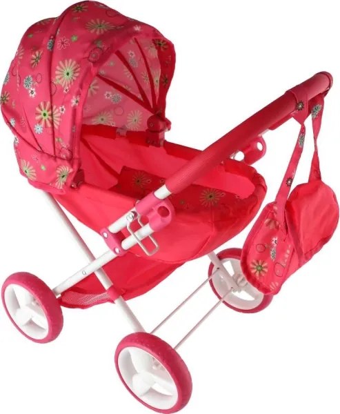 Piros babakocsi játékbabáknak