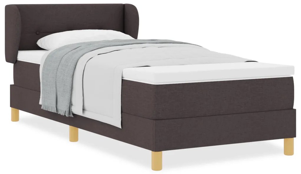 Boxspring Ágy Mattal - Sötétbarna - 100x200 cm - Szövet