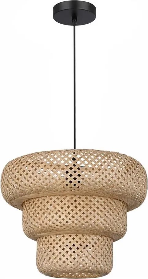 Kábelre függesztett TULUM függőlámpa 1xE27/15W/230V, átm. 35 cm, bambusz